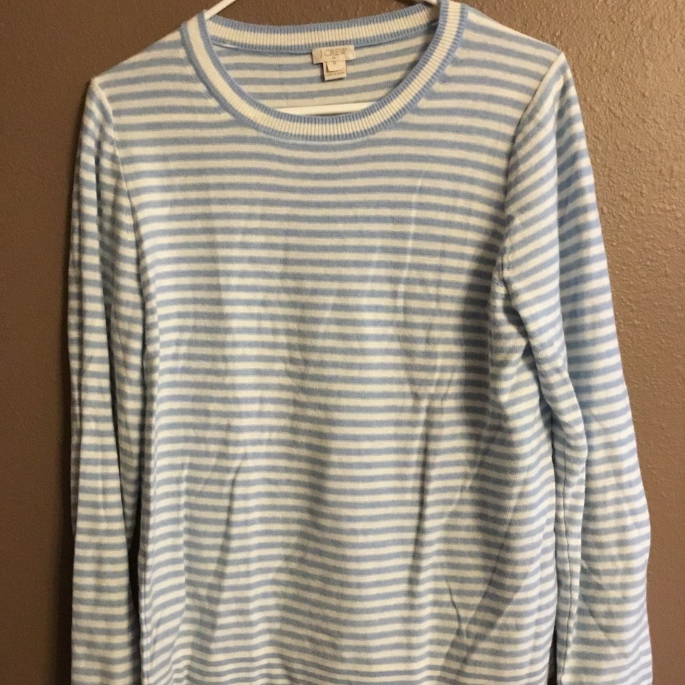 J.Crew light blue cream striped sweater size M
